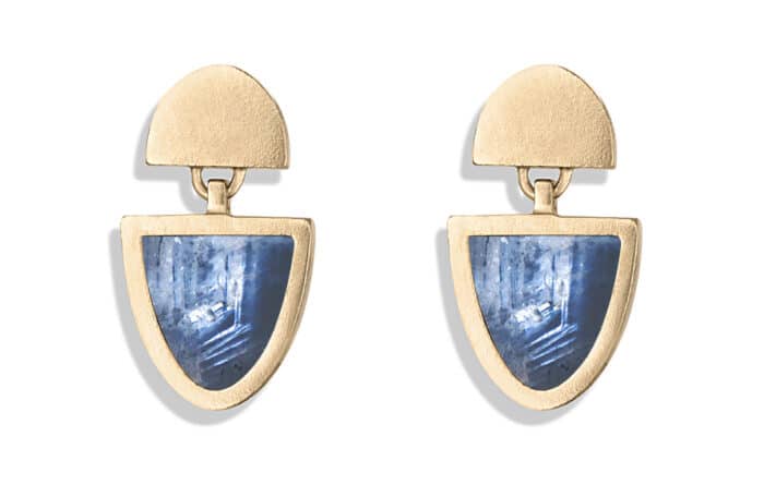 Shield Sapphire Slice Earrings