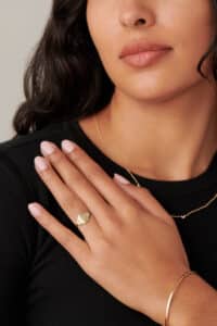 Clover Diamond Signet Ring on figure