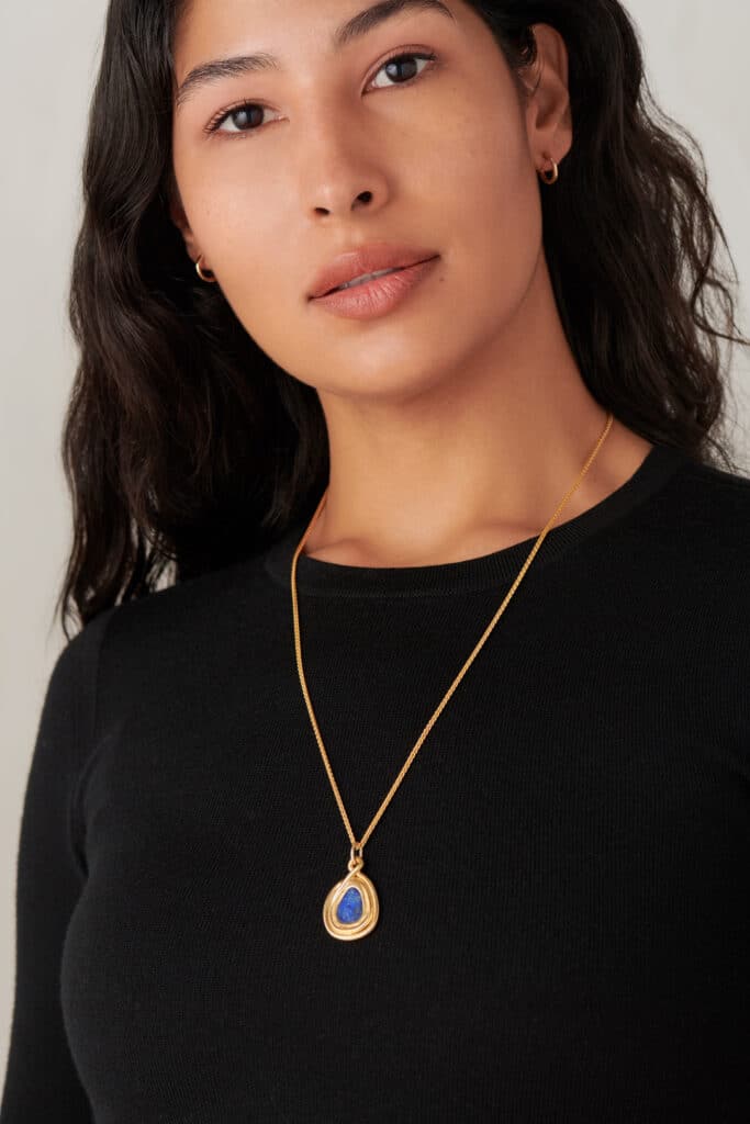 Coil Lapis Pendant on figure