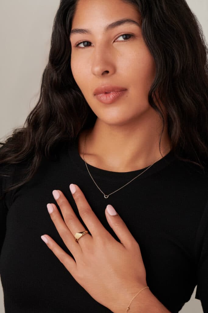Icon Black Enamel Signet Ring on figure