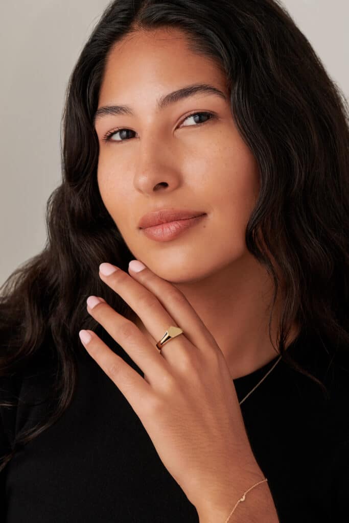 Icon Black Enamel Signet Ring on figure