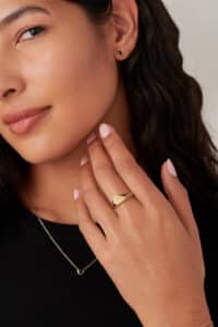 Icon Black Enamel Signet Ring on figure