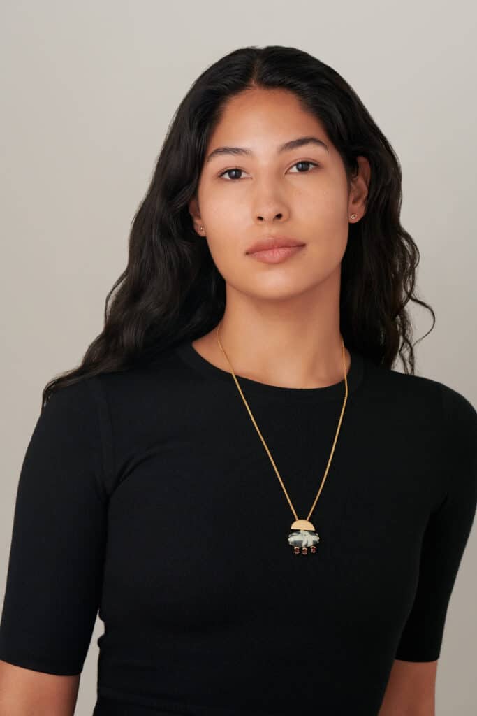 Hieros Smoky Sky Pendant on figure