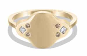 Clover Diamond Signet Ring