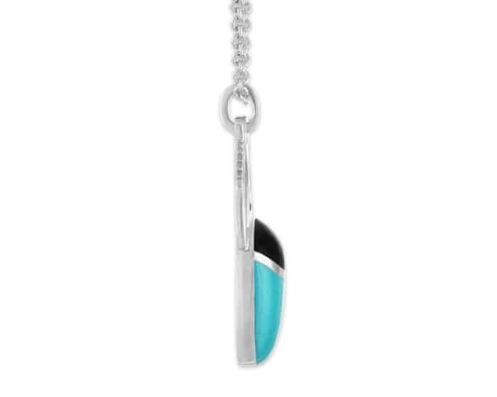 Scarab Turquoise and Black Enamel Pendant Silver - Image 2
