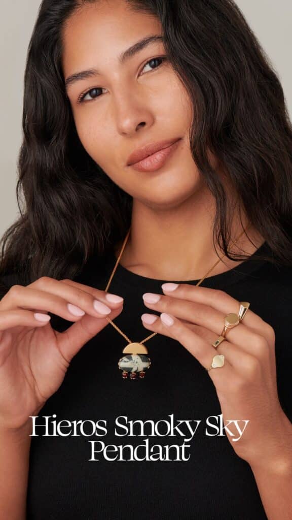 hieros smoky sky pendant gold vermeil